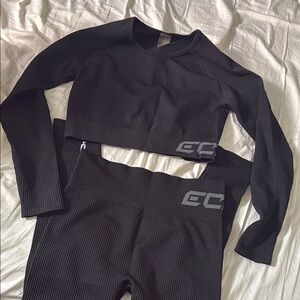 EC Black Ribbed Workout Set